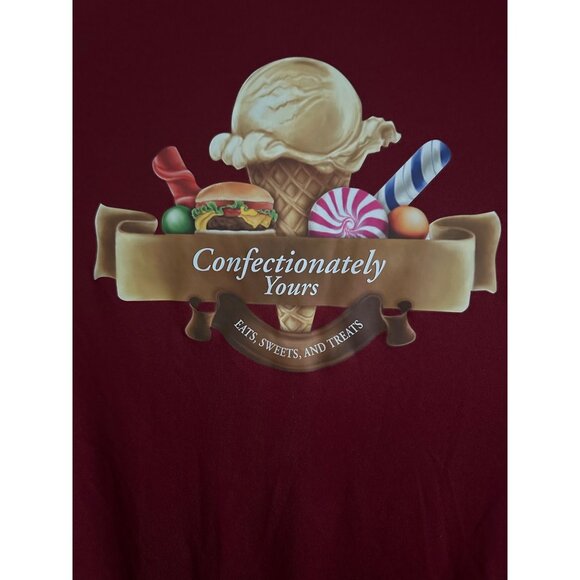 Sport-Tek Confectionately Yours Eats Sweets & Treats Graphic Burgundy T-Shirt L - Picture 3 of 6